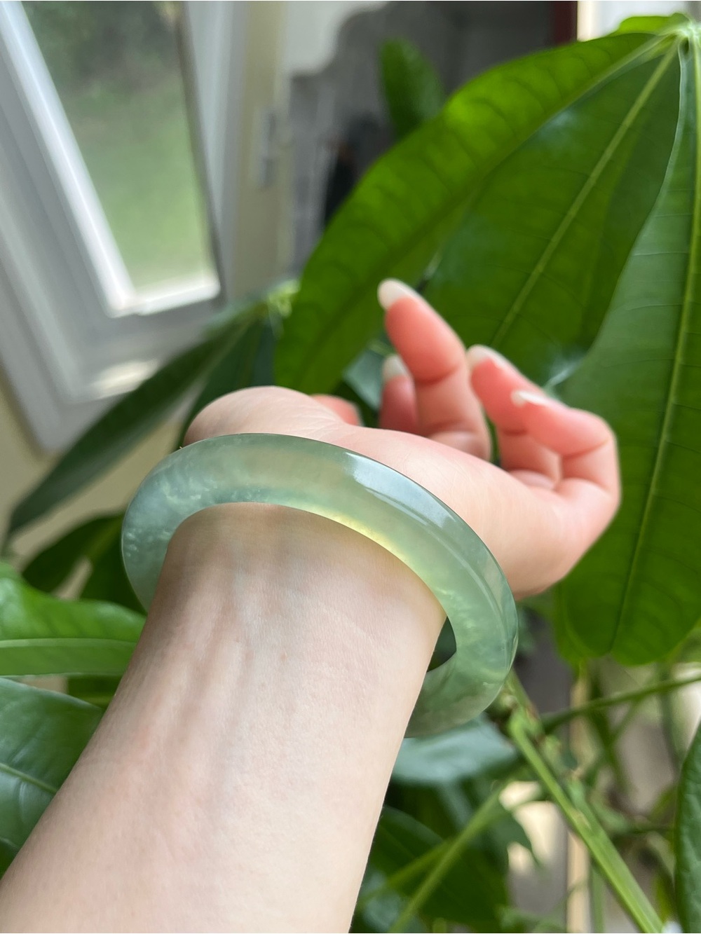 Xiu Jade Bangle Bracelet Translucent Teal - XS D: 50.7mm Square Cut